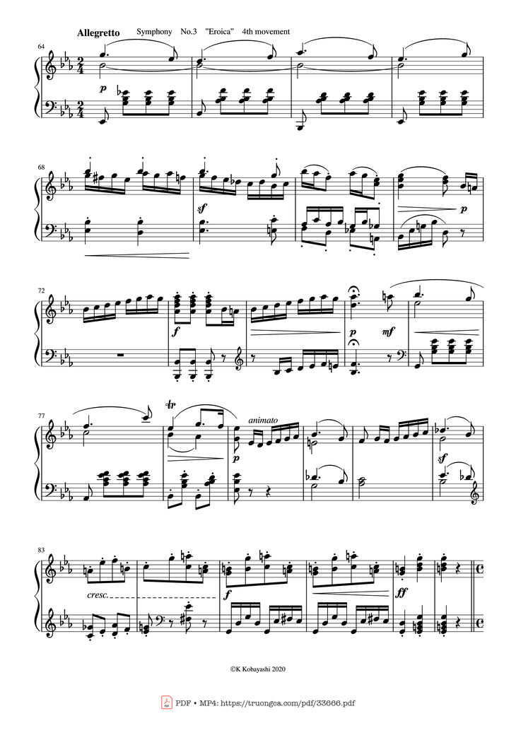 Page 3 of the piano sheet music PDF Piano - Beethoven Medley for classical Piano beginners by Ludwig van Beethoven