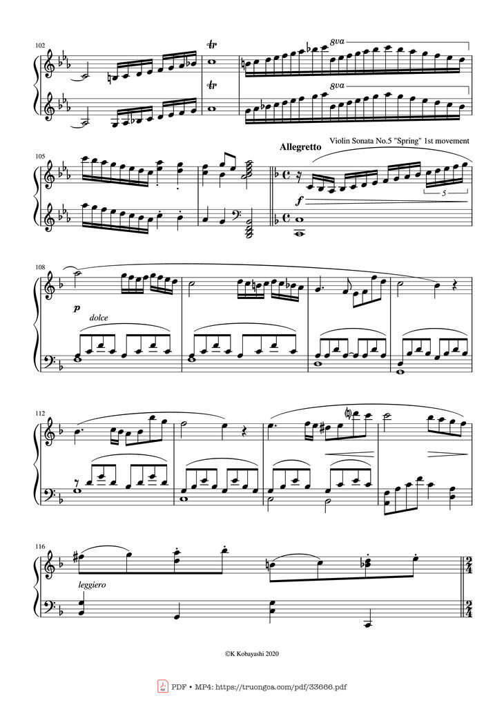 Page 5 of the piano sheet music PDF Piano - Beethoven Medley for classical Piano beginners by Ludwig van Beethoven