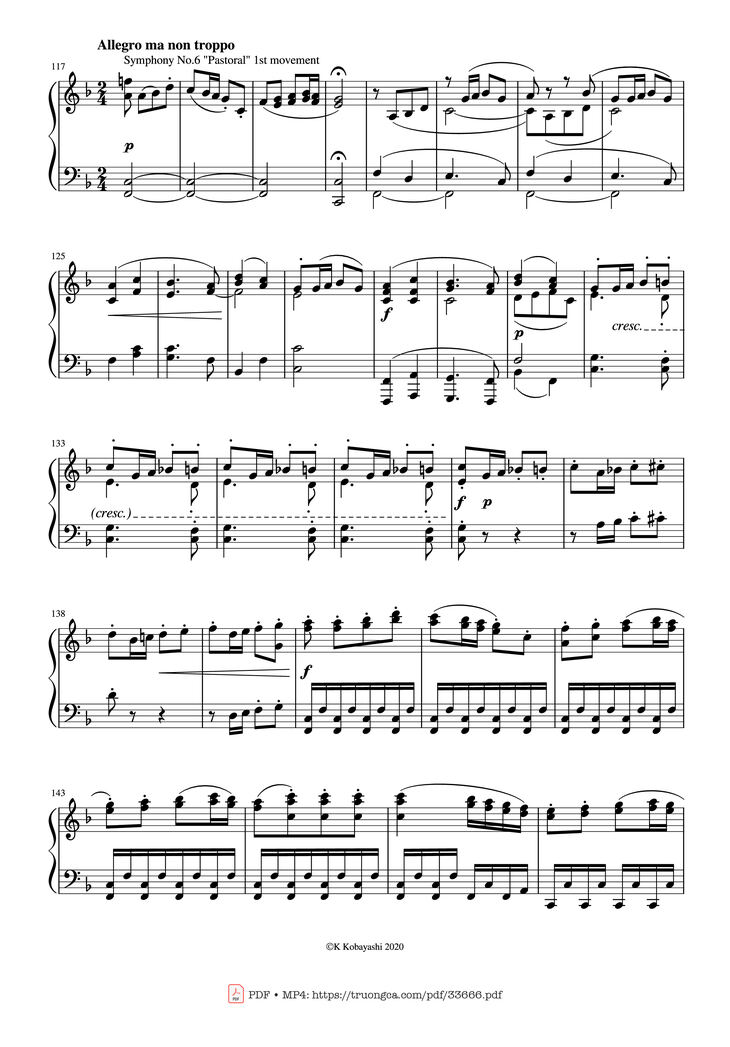 Page 6 of the piano sheet music PDF Piano - Beethoven Medley for classical Piano beginners by Ludwig van Beethoven