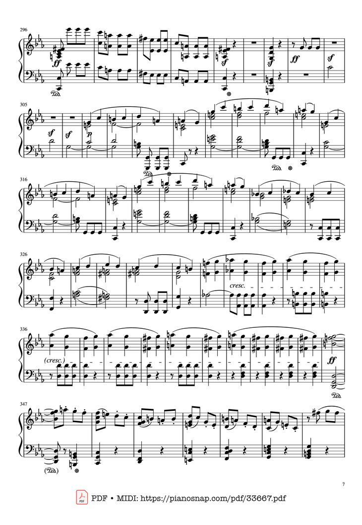 Page 7 of the piano sheet music PDF Piano - Beethoven Symphony No. 5 Piano (Advance) by Ludwig van Beethoven