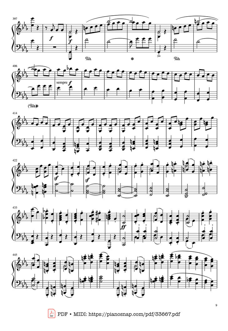 Page 9 of the piano sheet music PDF Piano - Beethoven Symphony No. 5 Piano (Advance) by Ludwig van Beethoven