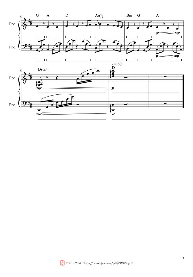 Page 5 of the piano sheet music PDF Piano - Beethoven Ode To Joy Piano Arranged by Ludwig Van Beethoven