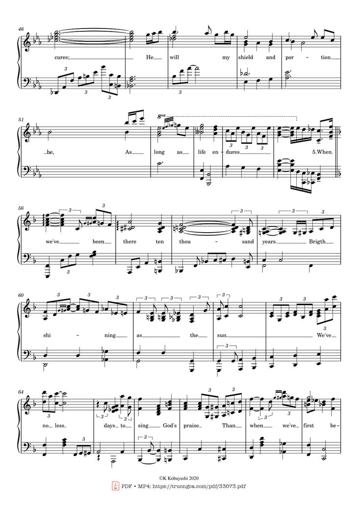 Page 3 of the piano sheet music PDF Piano - Amazing Grace by John Newton