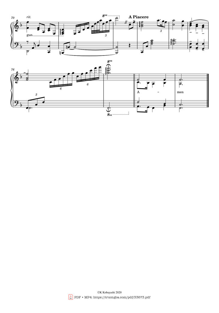 Page 4 of the piano sheet music PDF Piano - Amazing Grace by John Newton