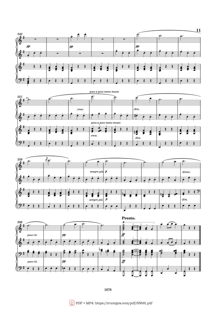 Page 11 of the piano sheet music PDF Piano - Slavonic Dances Op. 46 No. 8 Piano Four Hands by Antonin Leopold Dvorak