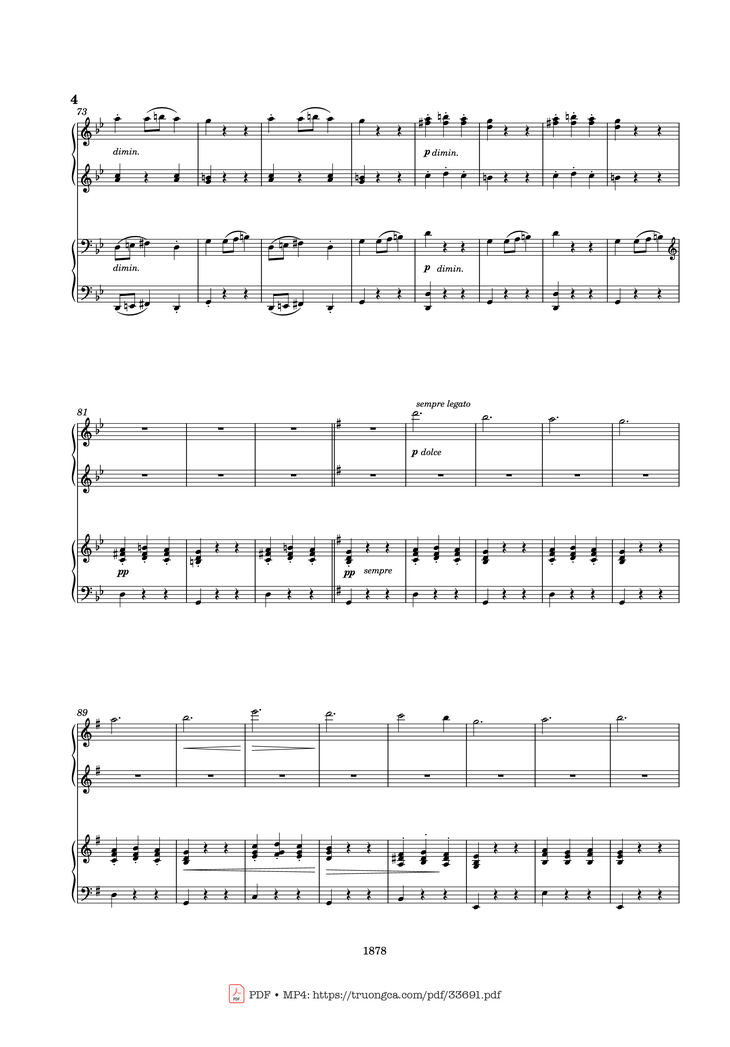 Page 4 of the piano sheet music PDF Piano - Slavonic Dances Op. 46 No. 8 Piano Four Hands by Antonin Leopold Dvorak