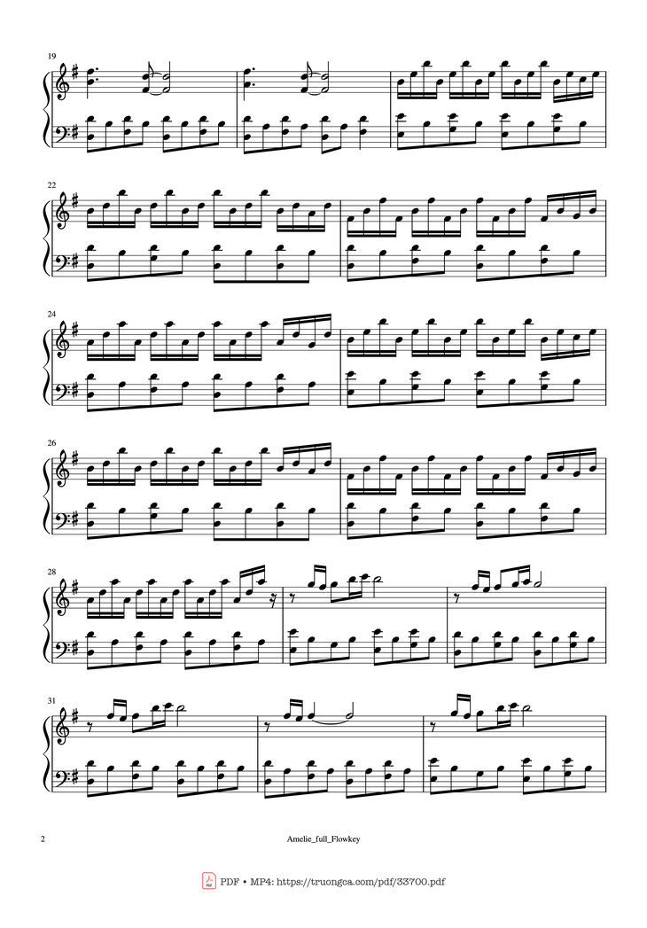 Page 2 of the piano sheet music PDF Piano - Amélie Full Soundtrack Piano by Yann Tiersen