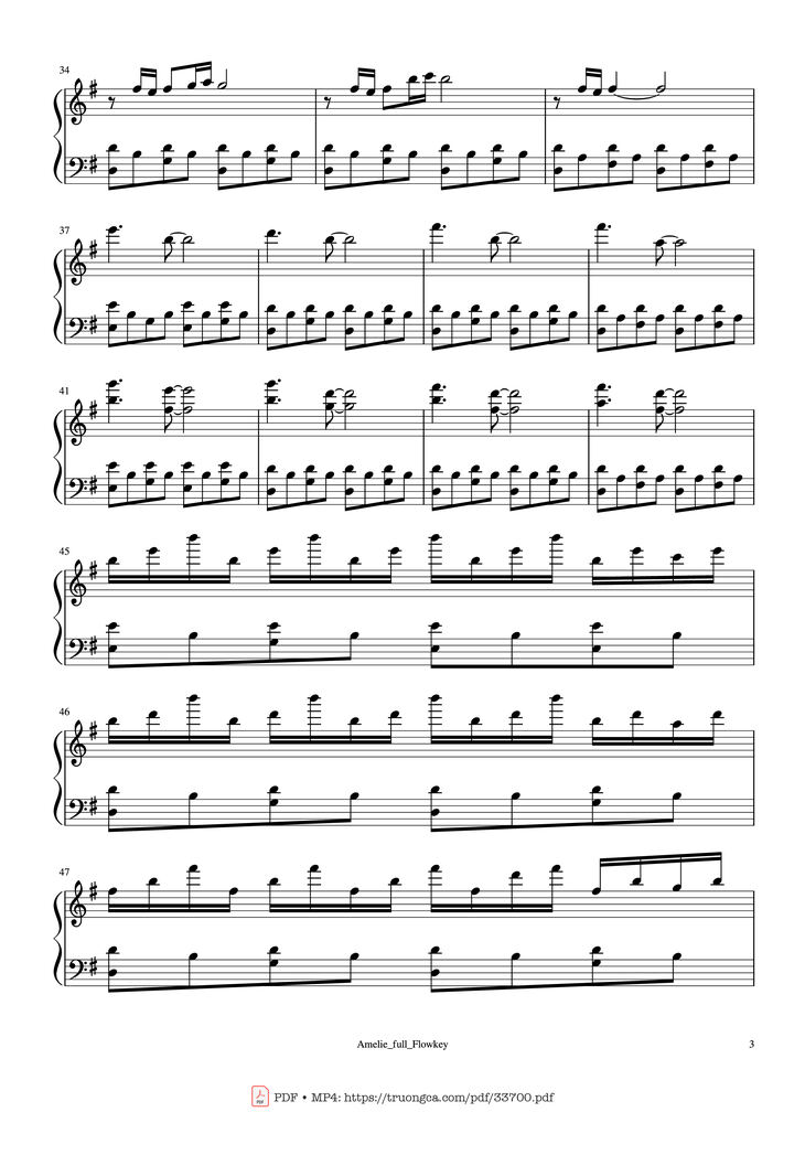 Page 3 of the piano sheet music PDF Piano - Amélie Full Soundtrack Piano by Yann Tiersen