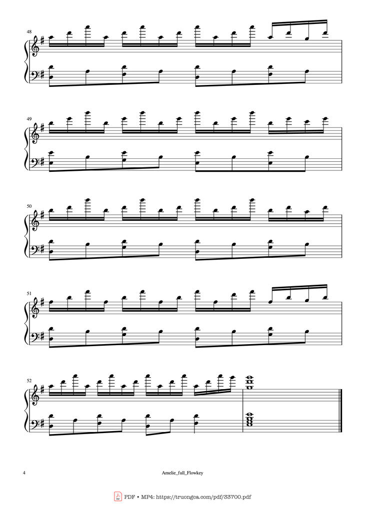 Page 4 of the piano sheet music PDF Piano - Amélie Full Soundtrack Piano by Yann Tiersen