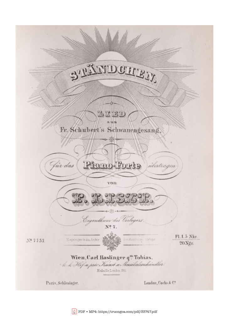 Page 1 of the piano sheet music PDF Piano - Standchen D. 957 No.7 Piano by Franz Schubert