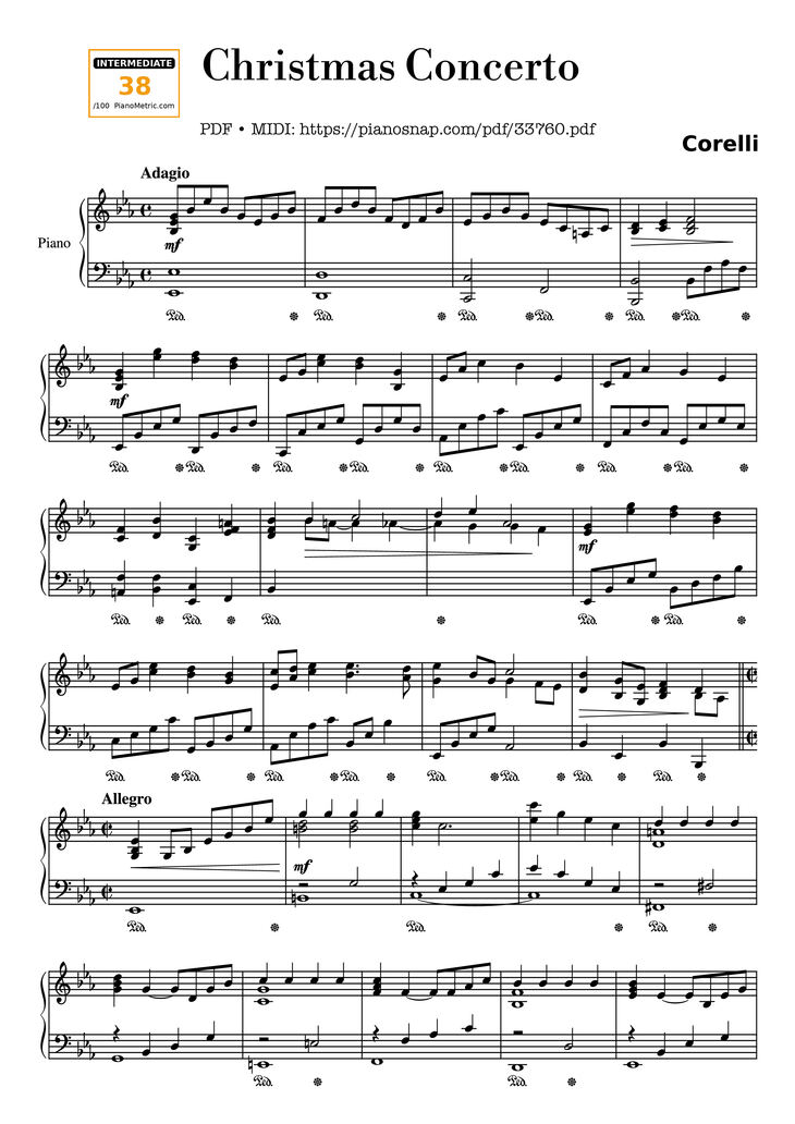 Page 1 of the piano sheet music PDF Piano - Christmas Concerto (Richard Clayderman) Piano by Corelli
