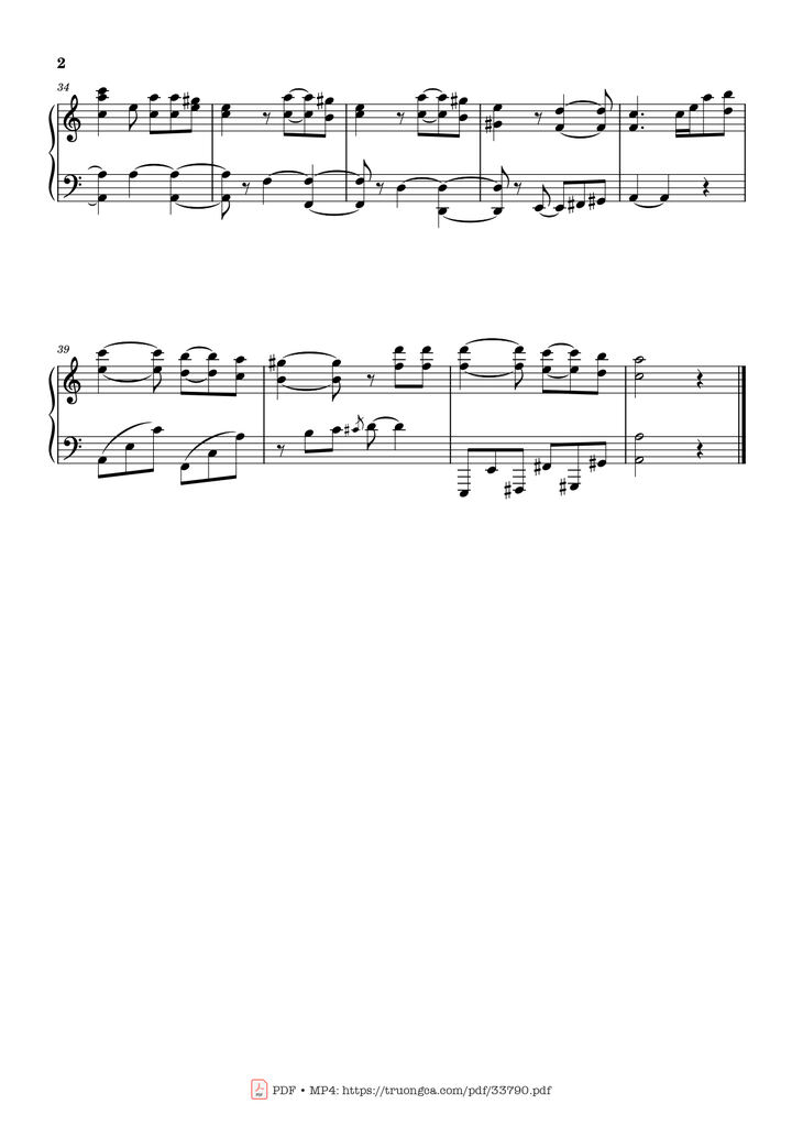Page 2 of the piano sheet music PDF - El Gatito de Tchaikovsky Piano by Tchaikovsky