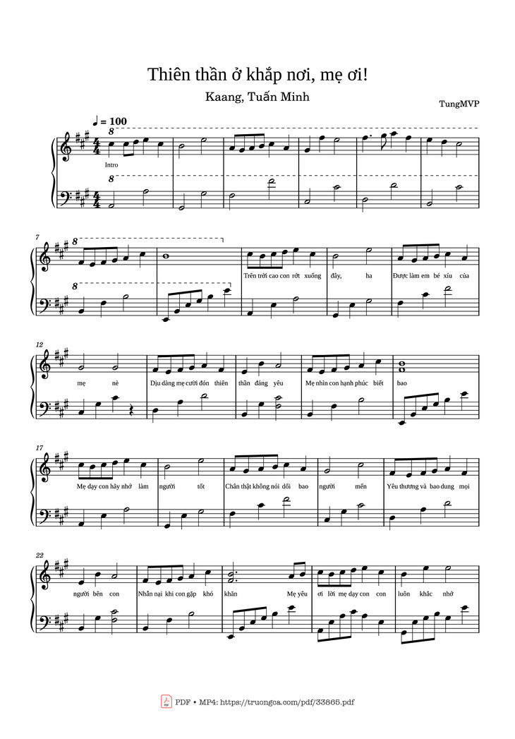 Page 1 of the piano sheet music PDF - Thiên thần ở khắp nơi, mẹ ơi Piano by Nguyễn Hồng Nguyệt Anh