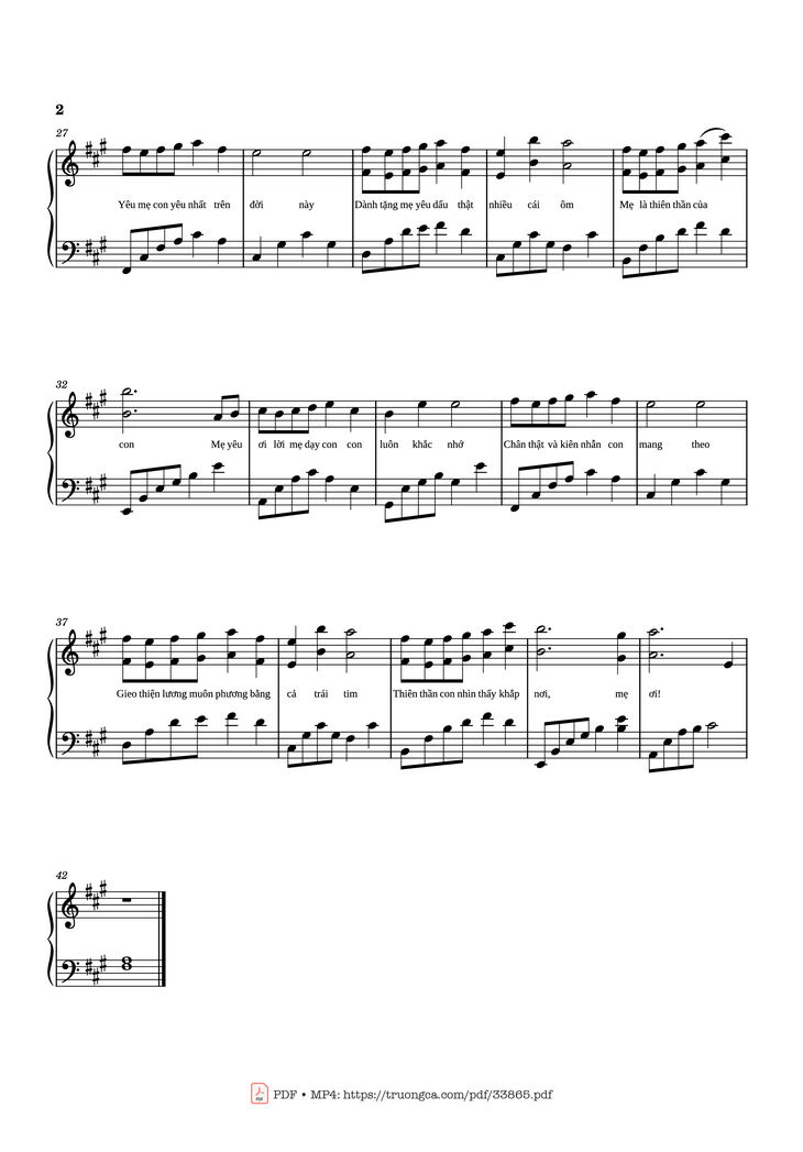 Page 2 of the piano sheet music PDF - Thiên thần ở khắp nơi, mẹ ơi Piano by Nguyễn Hồng Nguyệt Anh