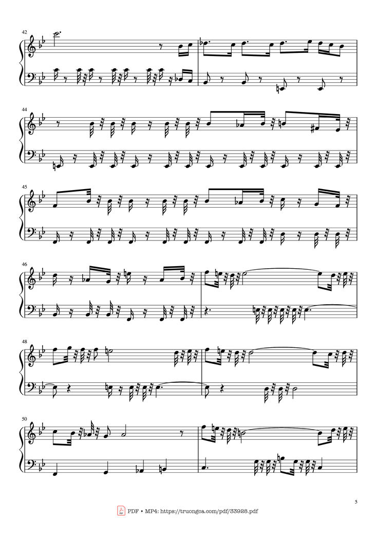 Page 5 of the piano sheet music PDF Piano - The Mandalorian Main Theme Star Wars (Easy) Piano by Ludwig Goransson