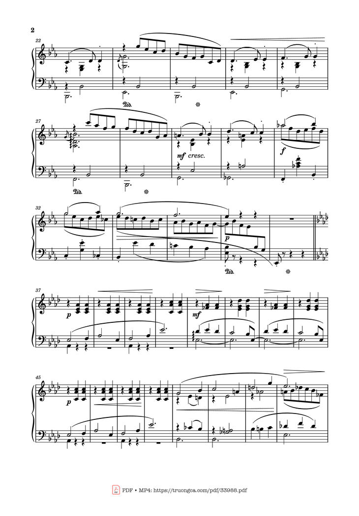 Page 2 of the piano sheet music PDF Piano - Valse Caressante in E♭ Major Piano by Ottorino Respighi