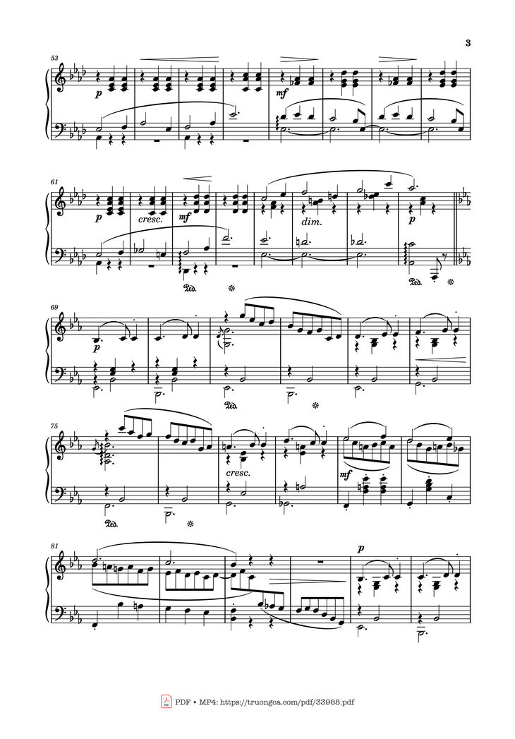 Page 3 of the piano sheet music PDF Piano - Valse Caressante in E♭ Major Piano by Ottorino Respighi
