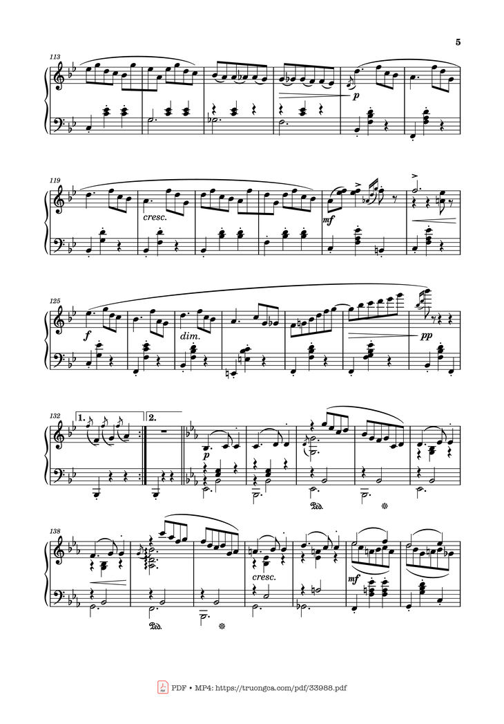 Page 5 of the piano sheet music PDF Piano - Valse Caressante in E♭ Major Piano by Ottorino Respighi
