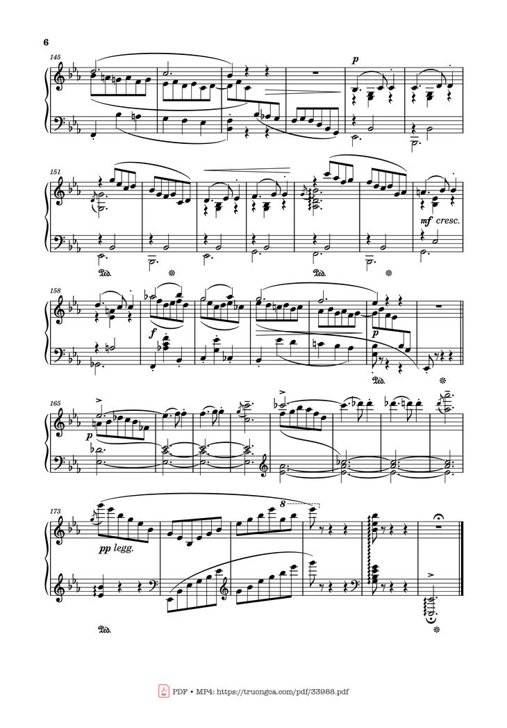 Page 6 of the piano sheet music PDF Piano - Valse Caressante in E♭ Major Piano by Ottorino Respighi