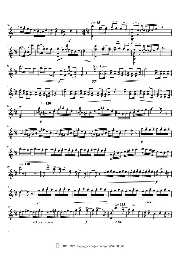 Page 2 of the piano sheet music PDF - Czardas Violin by Vittorio Monti