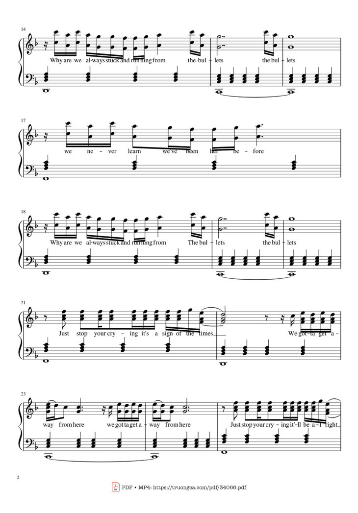 Page 2 of the piano sheet music PDF Piano - Sign Of The Times Piano by Harry Styles