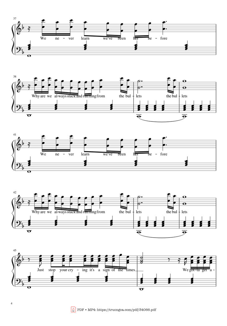 Page 4 of the piano sheet music PDF Piano - Sign Of The Times Piano by Harry Styles
