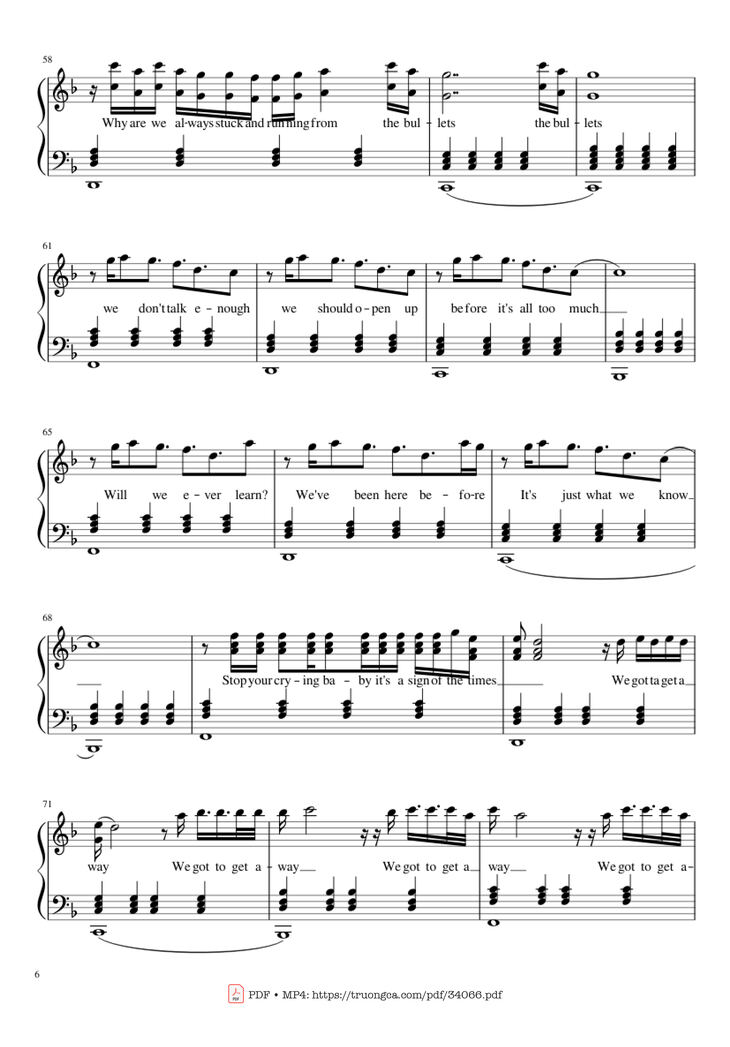 Page 6 of the piano sheet music PDF Piano - Sign Of The Times Piano by Harry Styles