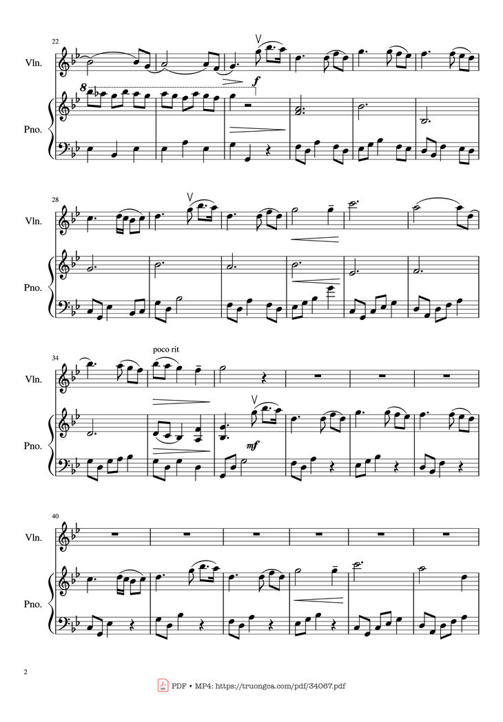 Page 2 of the piano sheet music PDF Piano - A Time For Us Piano & Violin by Andy Williams