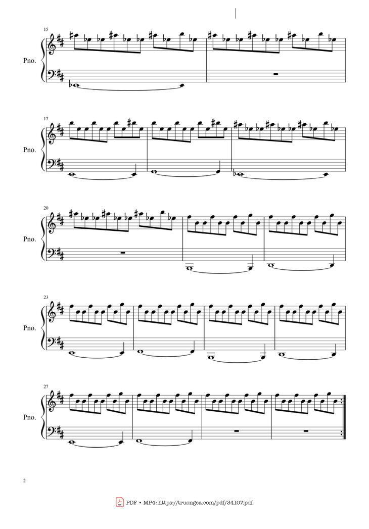 Page 2 of the piano sheet music PDF Piano - Michael Myers Halloween Theme Song Piano by John Carpenter