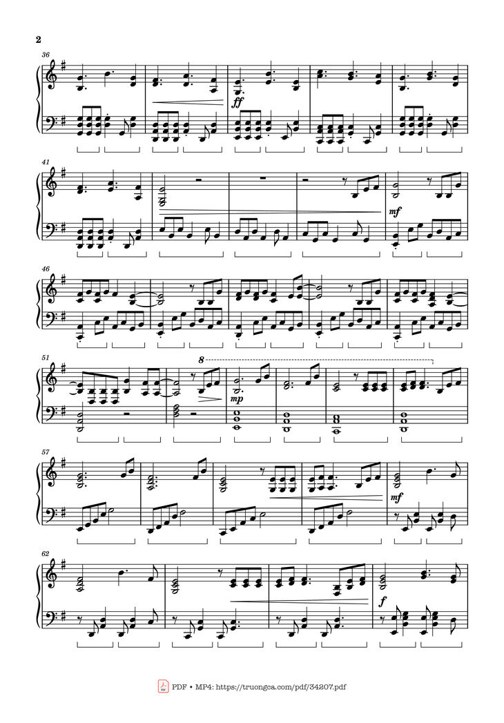 Page 2 of the piano sheet music PDF Piano - Man on the Moon, Piano Medley with Sorry by Car-Is-Ma
