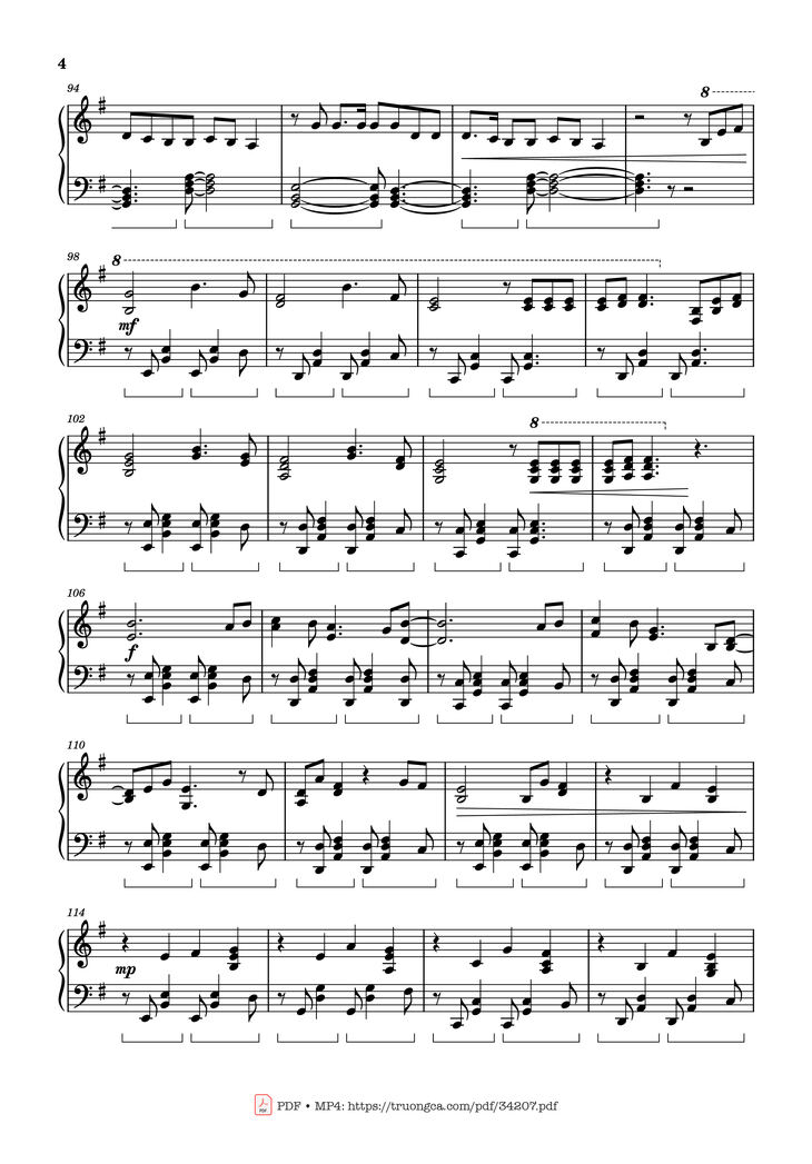 Page 4 of the piano sheet music PDF Piano - Man on the Moon, Piano Medley with Sorry by Car-Is-Ma