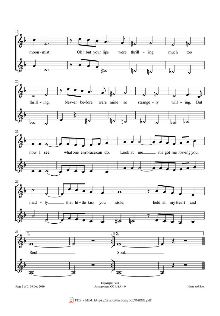Page 2 of the piano sheet music PDF - Heart and Soul Violin by Hoagy Carmichael