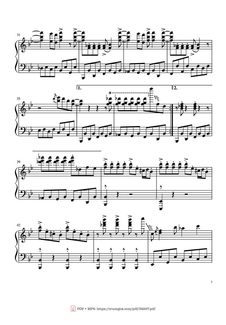 Page 3 of the piano sheet music PDF Guitar Tab - Johnny B. Goode Rock 