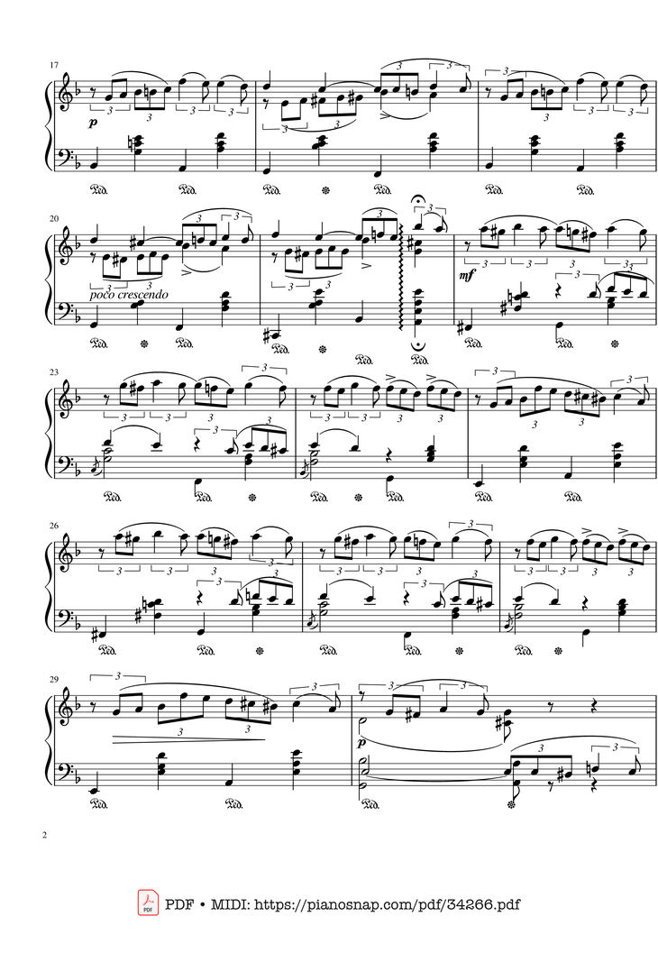 Page 2 of the piano sheet music PDF - Tchaikovsky The Seasons, October, Autumn Song Piano by Pyotr Ilyich Tchaikovsky
