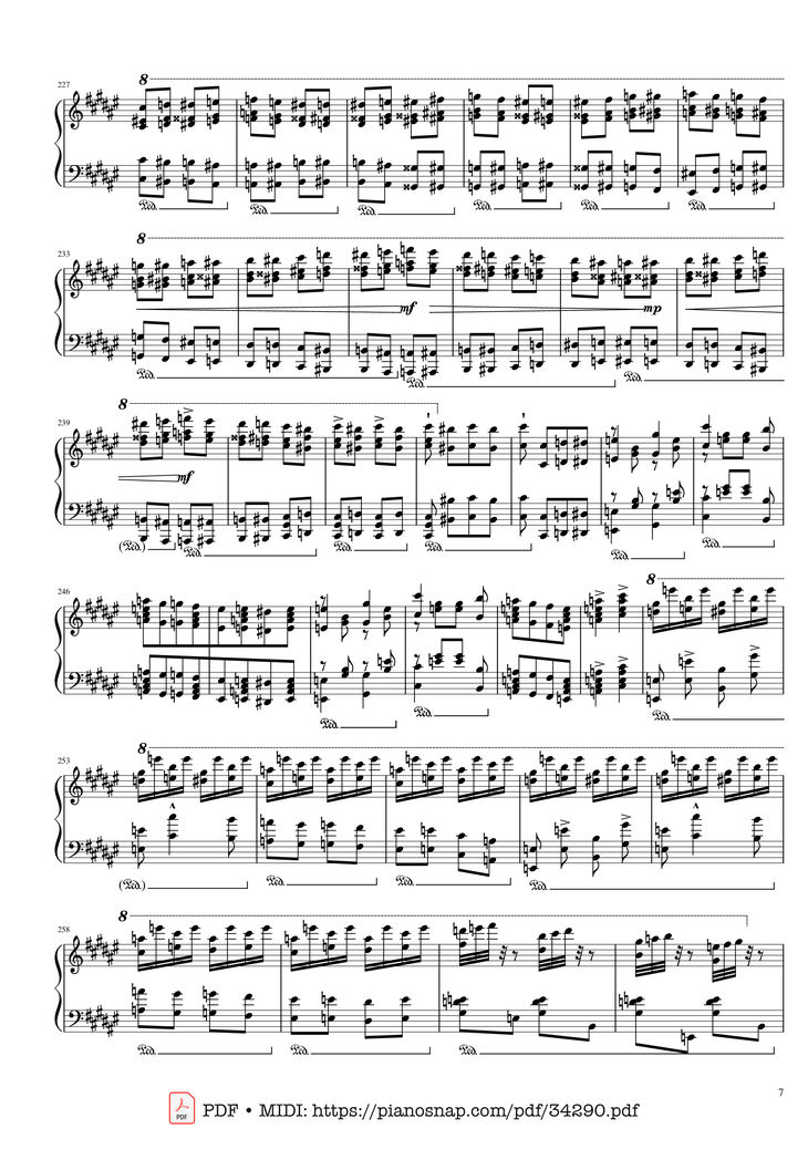 Page 7 of the piano sheet music PDF Piano - Hungarian Rhapsody No. 2 Friska Piano by Franz Liszt