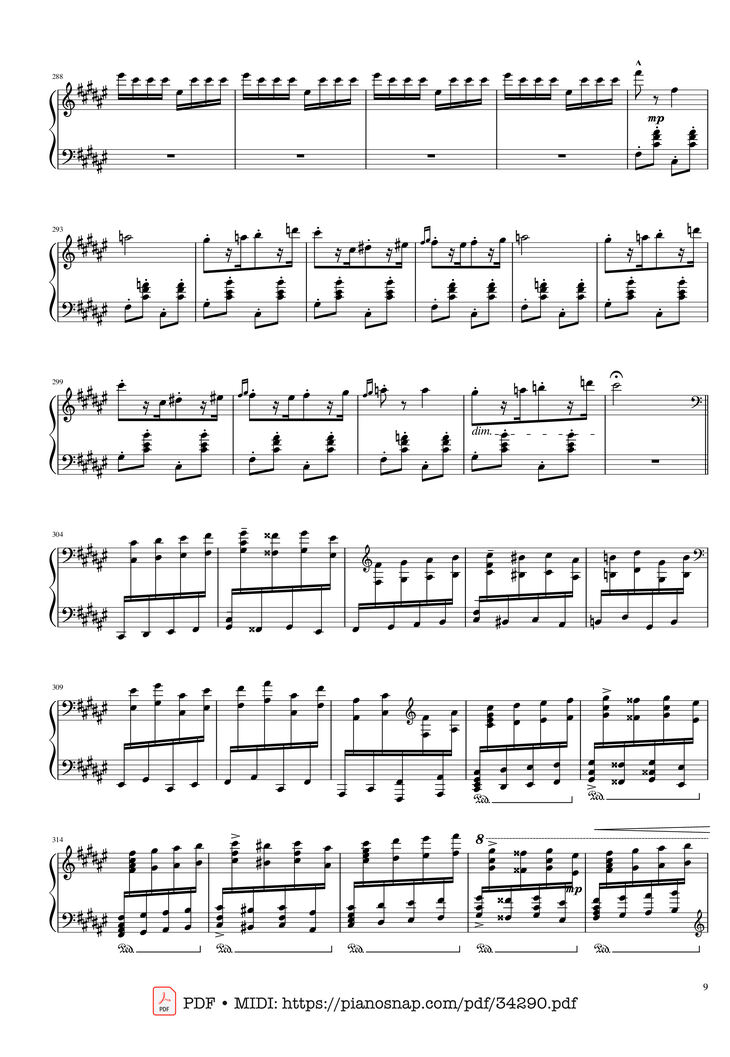 Page 9 of the piano sheet music PDF Piano - Hungarian Rhapsody No. 2 Friska Piano by Franz Liszt