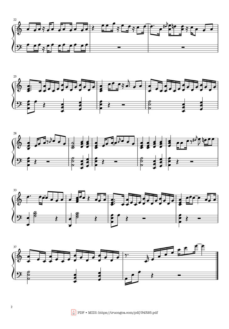 Page 2 of the piano sheet music PDF Piano - Ain