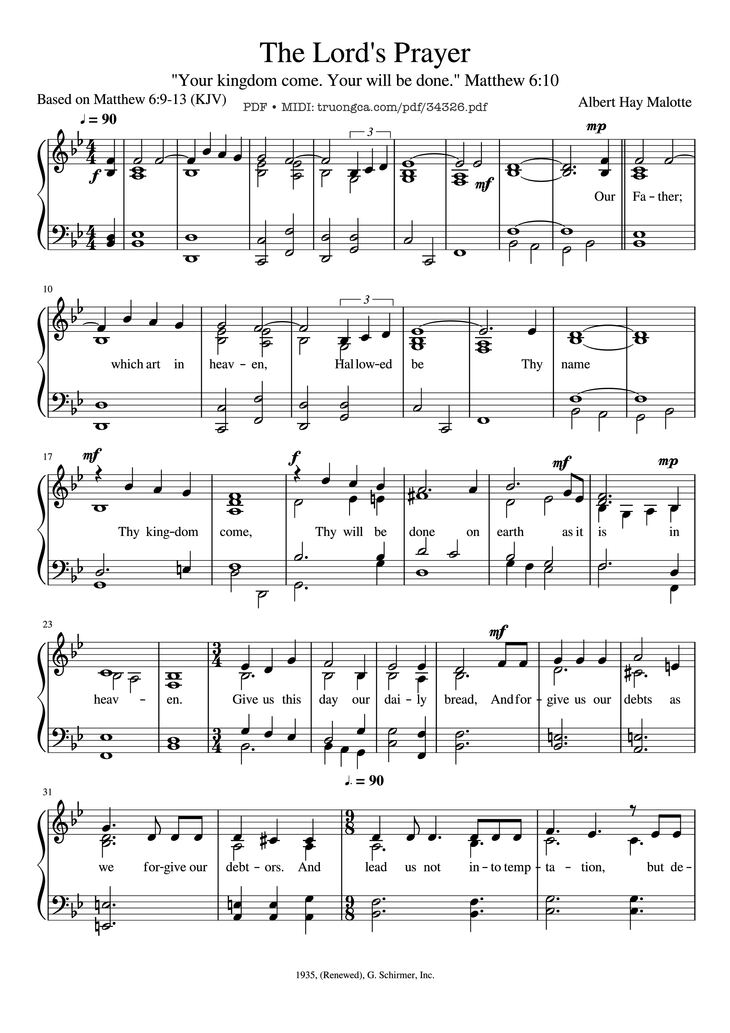 Page 1 of the piano sheet music PDF Piano - The Lord