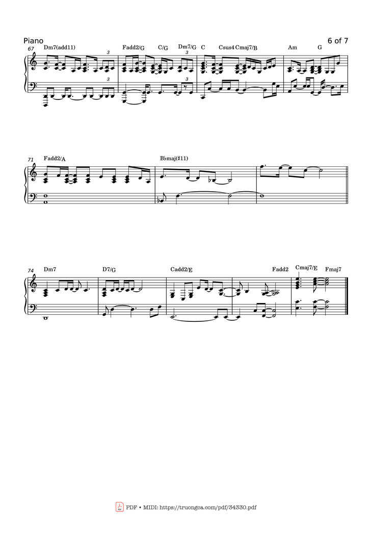 Page 6 of the piano sheet music PDF Piano - GRAVITY Piano by SARA BAREILLES