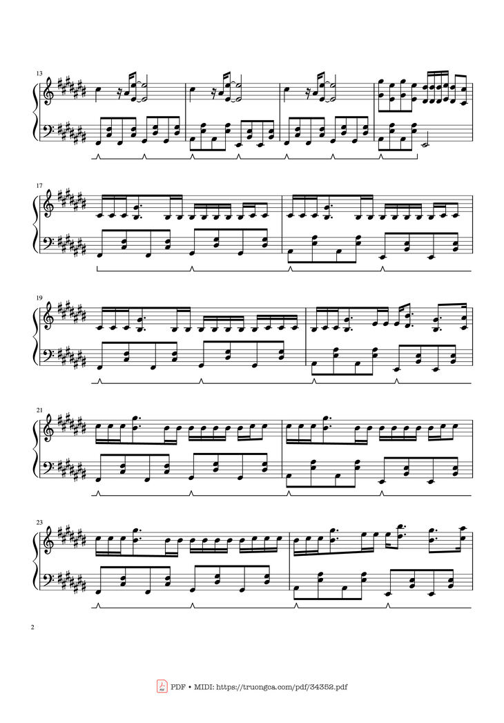 Page 2 of the piano sheet music PDF - Stay - Justin Bieber Piano by The Kid LAROI, Justin Bieber