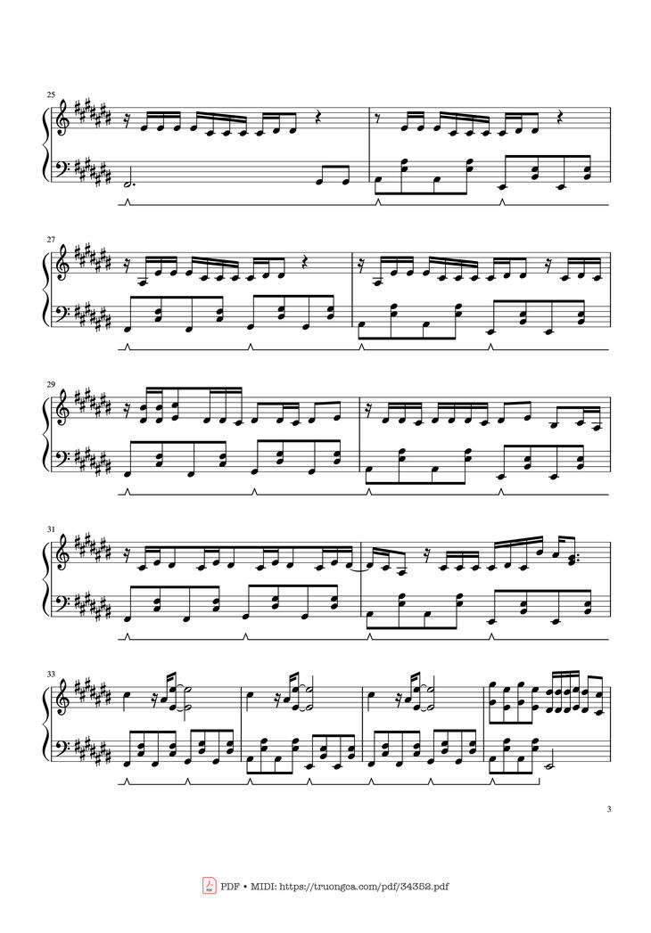 Page 3 of the piano sheet music PDF - Stay - Justin Bieber Piano by The Kid LAROI, Justin Bieber