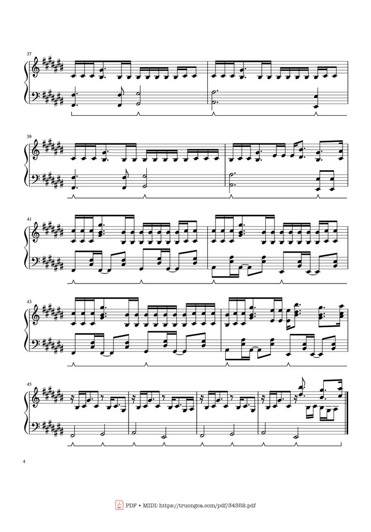 Page 4 of the piano sheet music PDF - Stay - Justin Bieber Piano by The Kid LAROI, Justin Bieber