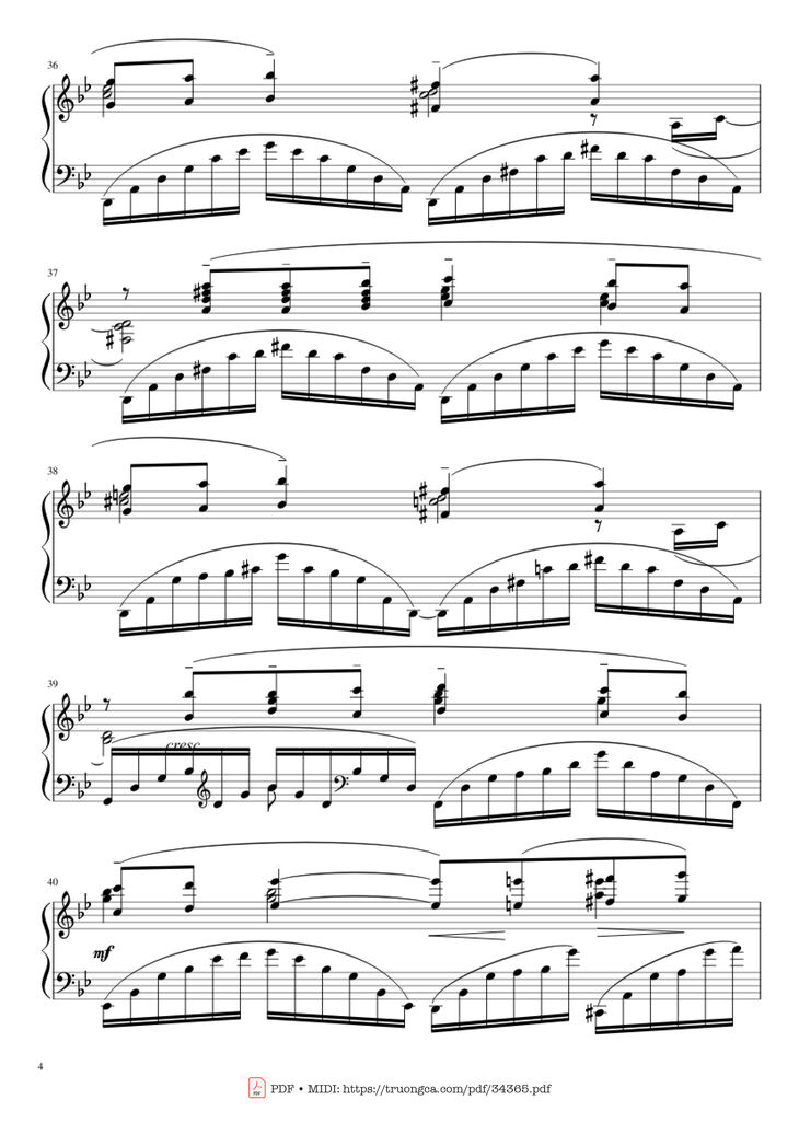 Page 4 of the piano sheet music PDF Piano - Prélude in G Minor Piano by Sergei Vasilievich Rachmaninoff (1873 - 1943