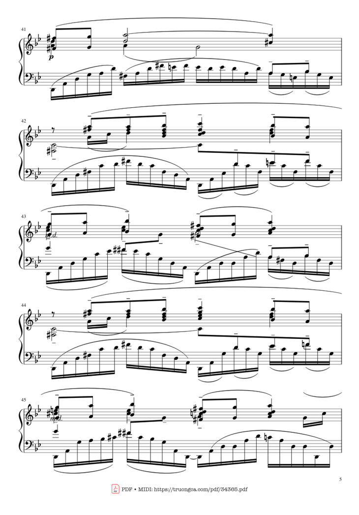 Page 5 of the piano sheet music PDF Piano - Prélude in G Minor Piano by Sergei Vasilievich Rachmaninoff (1873 - 1943