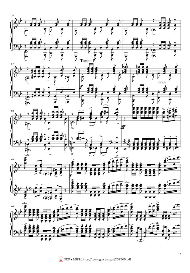 Page 7 of the piano sheet music PDF Piano - Prélude in G Minor Piano by Sergei Vasilievich Rachmaninoff (1873 - 1943