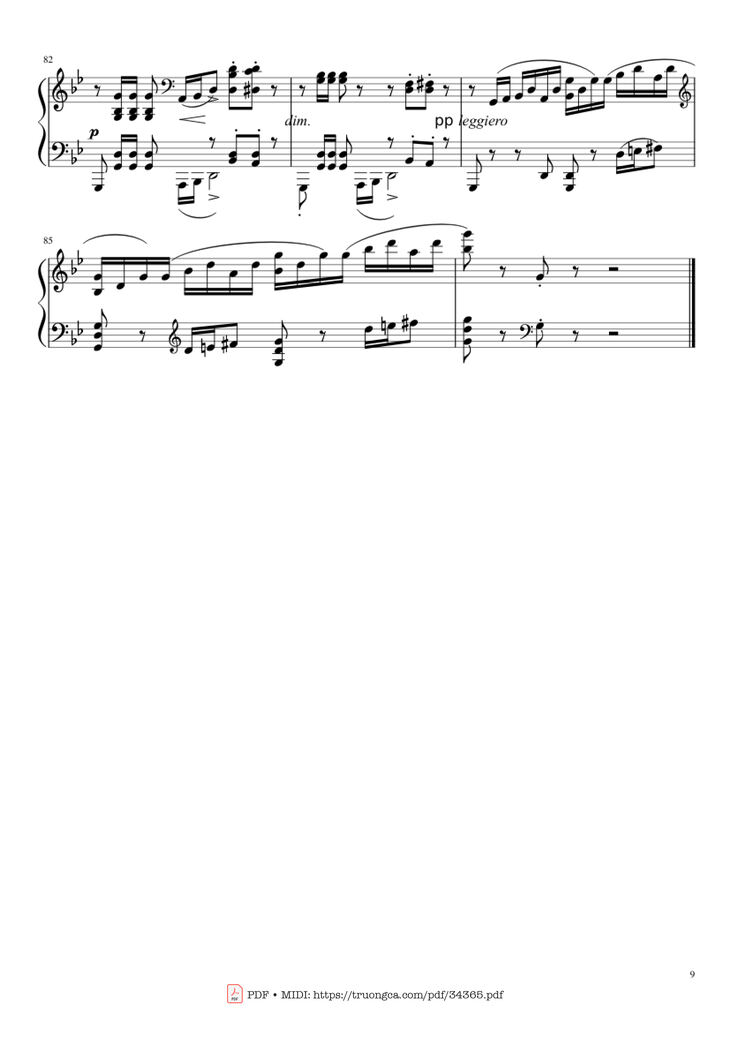 Page 9 of the piano sheet music PDF Piano - Prélude in G Minor Piano by Sergei Vasilievich Rachmaninoff (1873 - 1943