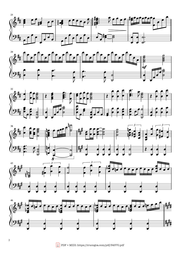 Page 2 of the piano sheet music PDF Piano - Test Drive - How to Train Your Dragon Piano by John Powell