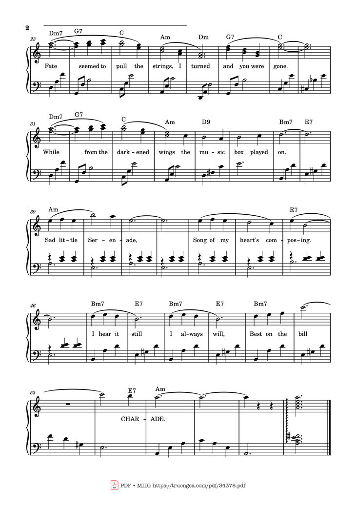 Page 2 of the piano sheet music PDF Piano - Charade - Henry Mancini Piano by Henry Mancini
