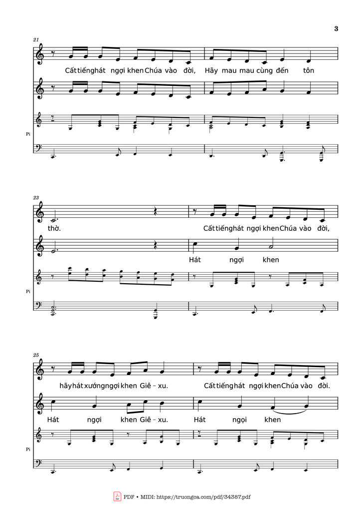 Page 3 of the piano sheet music PDF - NGỢI KHEN CHÚA VÀO ĐỜI Piano by Nhạc: JOSHEPH M. MARTIN
