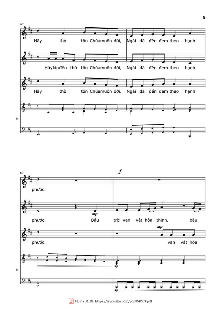 Page 9 of the piano sheet music PDF - NGỢI KHEN CHÚA VÀO ĐỜI Piano by Nhạc: JOSHEPH M. MARTIN